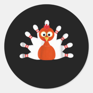 sports turkey and bowling - thanksgiving classic round sticker