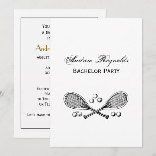 Sports Vintage Crossed Tennis Racquet Tennis Balls Invitation