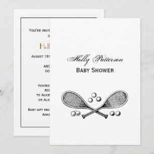 Sports Vintage Crossed Tennis Racquet Tennis Balls Invitation