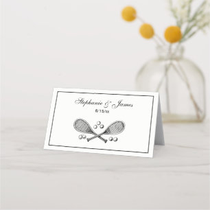Sports Vintage Crossed Tennis Racquet Tennis Balls Place Card