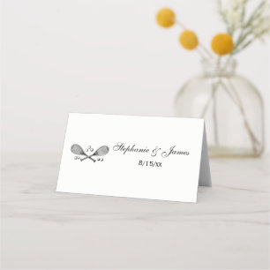 Sports Vintage Crossed Tennis Racquet Tennis Balls Place Card