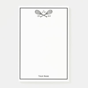 Sports Vintage Crossed Tennis Racquet Tennis Balls Post-it Notes