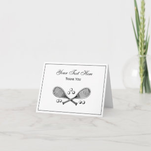 Sports Vintage Crossed Tennis Racquet Tennis Balls Thank You Card
