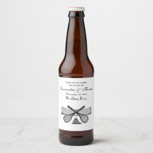 Sports Vintage Tennis Net, Crossed Racquets, Balls Beer Bottle Label