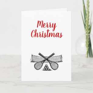 Sports Vintage Tennis Net, Crossed Racquets, Balls Holiday Card