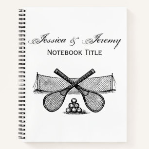 Sports Vintage Tennis Net, Crossed Racquets, Balls Notebook