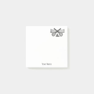 Sports Vintage Tennis Net, Crossed Racquets, Balls Post-it Notes