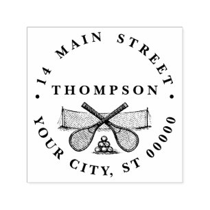 Sports Vintage Tennis Net, Crossed Racquets, Balls Self-inking Stamp