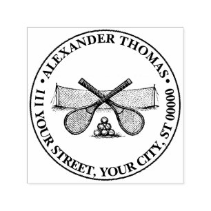 Sports Vintage Tennis Net, Crossed Racquets, Balls Self-inking Stamp