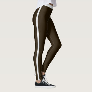 Sports Women Cute Brown Grey Stripes Personalised Leggings