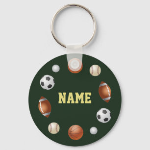 Sports World Personalised Keychain - Green