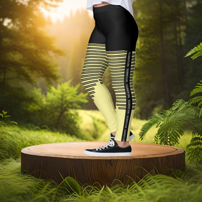 Sports Yellow Leggings with Stripes - No Limits (Creator Uploaded)