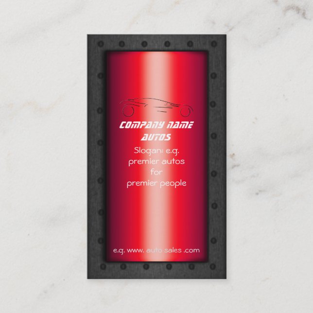Sportscar on Red - Auto Sales template Business Card (Front)