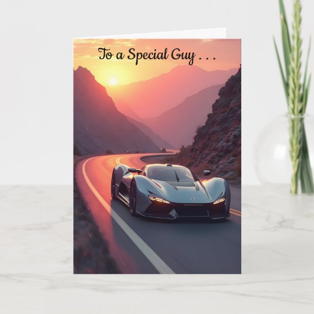 Sportscar Sunset Father's Day Card (Front)
