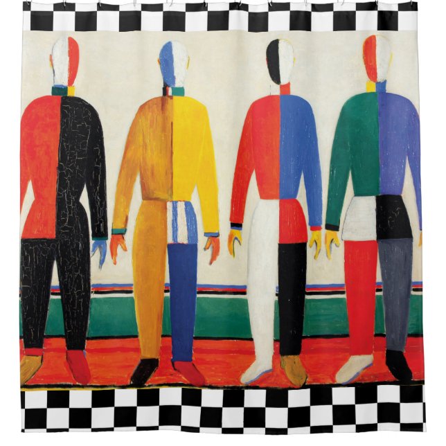 Sportsmen by Kazimir Malevich Shower Curtain (Front)