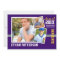 Sporty 3 Photo Graduation Announcement Purple Gold