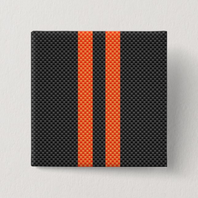 Sporty Accent Orange Stripes Carbon Style Print 15 Cm Square Badge (Front)