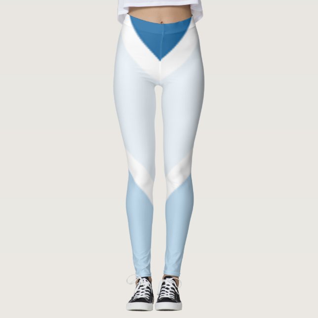 Sporty and Dynamic Blue Stripe Pattern Leggings (Front)