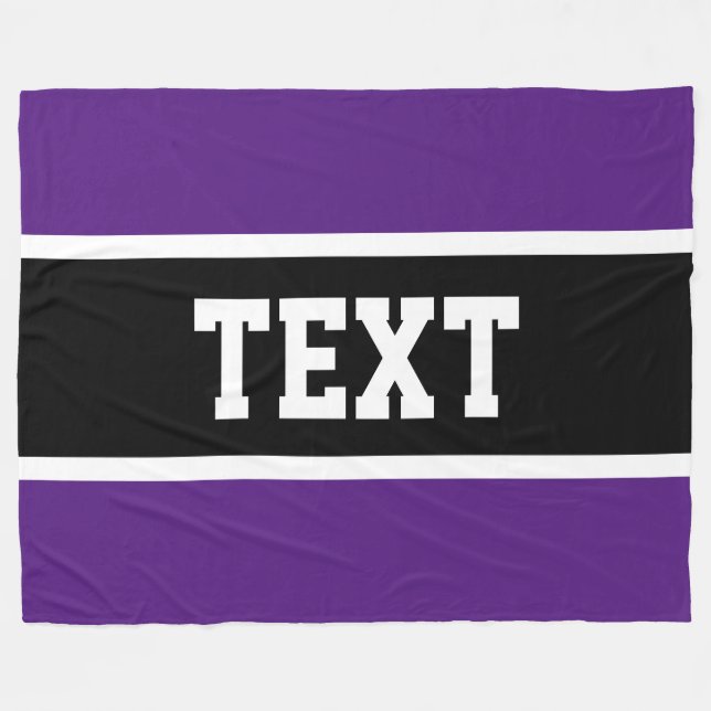Sporty Athletic Bold Purple Black White Stripes Fleece Blanket (Front (Horizontal))