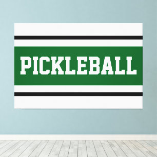 Sporty Athletic Green Black White Racing Stripes Canvas Print