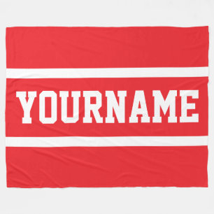Sporty Athletic Your Name White Stripes Fleece Blanket
