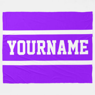 Sporty Athletic Your Name White Stripes Fleece Blanket