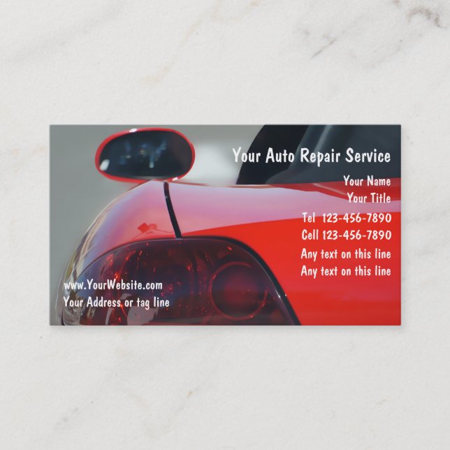 Sporty Automotive Business Cards (Front)