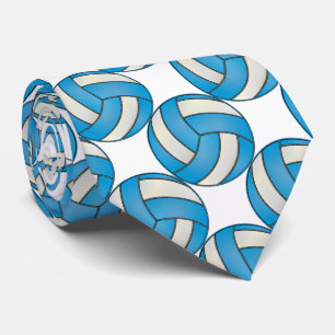 Sporty Baby Blue and White Volleyball Tie