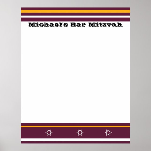 Sporty Bar Mitzvah Sign In Board - Redskins (Front)