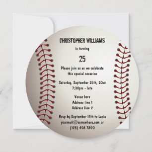 Sporty Baseball 25th Birthday Party Double Sided Invitation