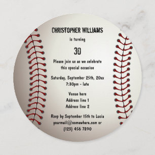 Sporty Baseball 30th Birthday Party Double Sided Invitation