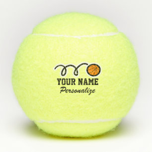 Sporty basketball cartoon custom name printed tennis balls