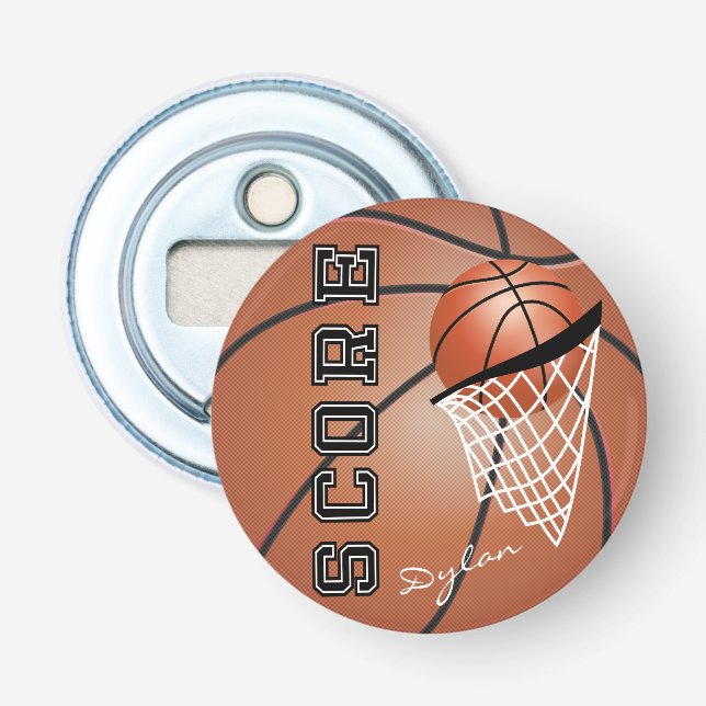 Sporty Basketball Design Bottle Opener (Front)