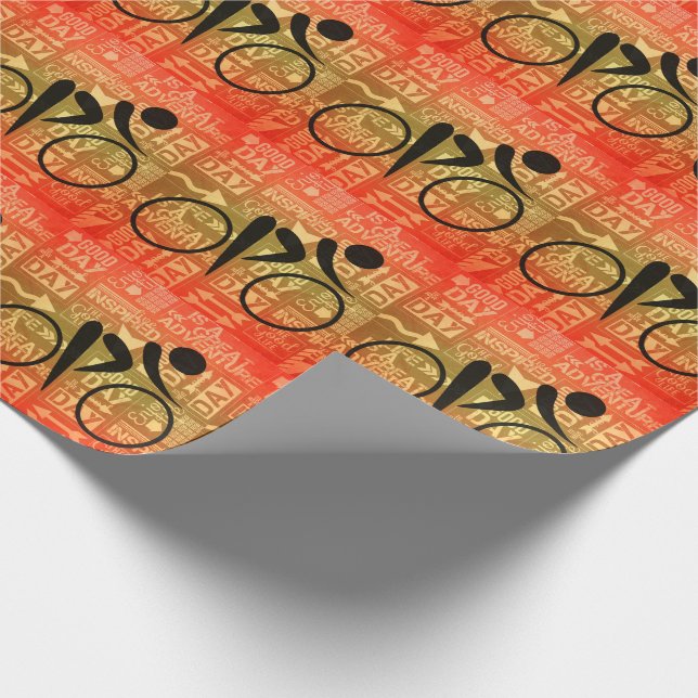 Sporty Bicycle Racing Theme in Orange and Golds Wrapping Paper (Corner)