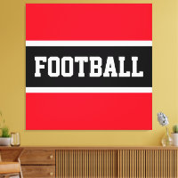 Sporty Black Bright Red White FOOTBALL Stripes
