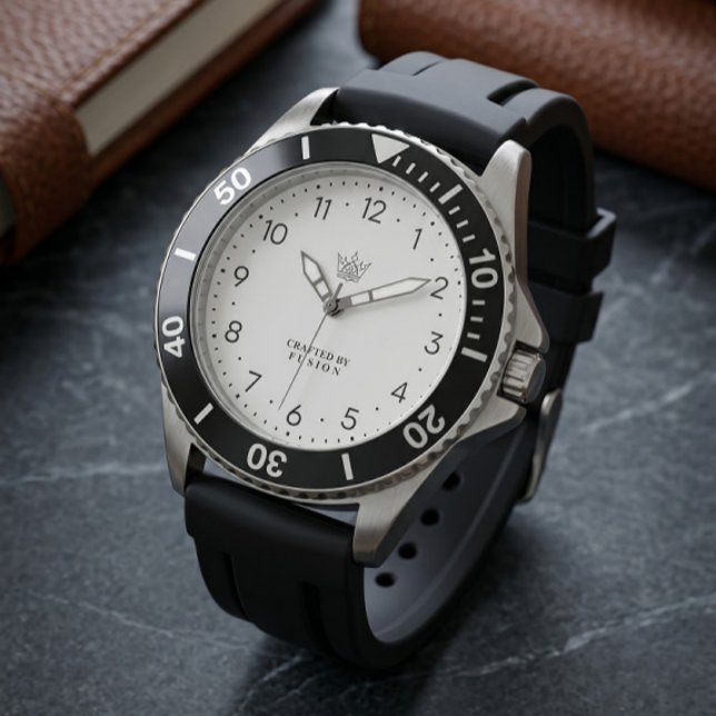 Sporty Black Dive Bezel Watch with Rugged Rubber  (Creator Uploaded)