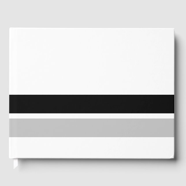 Sporty Black Light Grey Racing Stripes On White Guest Book (Front)