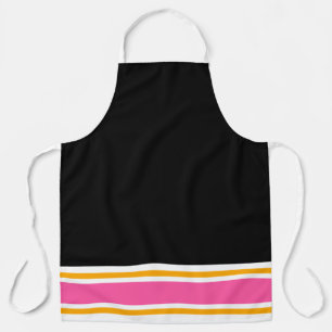 Sporty Black Pink Yellow White Racing Stripes Apron
