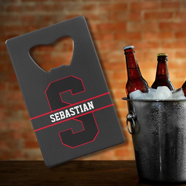 Sporty Black Red White Personalised Monogram  (Creator Uploaded)