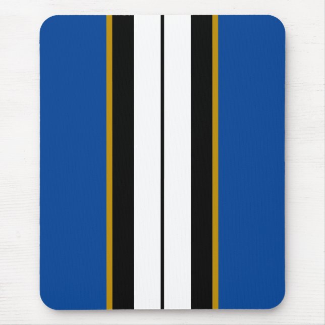Sporty Black White Blue Vertical Racing Stripes  Mouse Mat (Front)