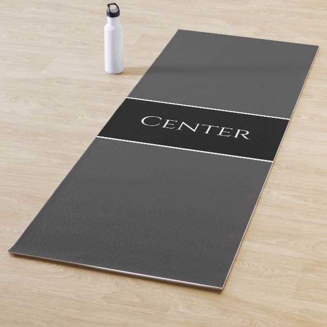 Sporty Black White Stripes Dark Grey Background Yoga Mat (In Situ)