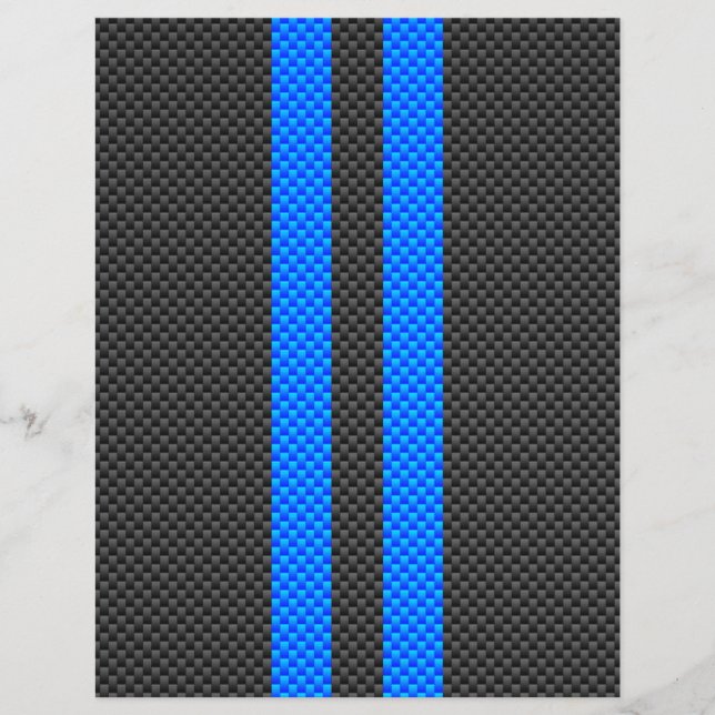 Sporty Blue Carbon Fibre Style Racing Stripes Flyer (Front)
