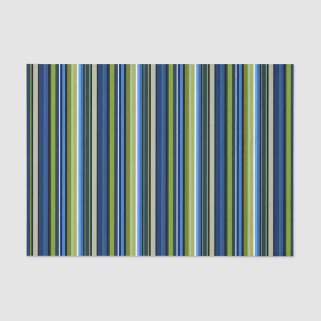 Sporty Blue Green Stripe Tissue Paper (Front)