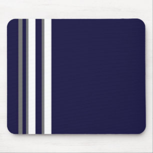 Sporty Blue Grey & White Strip Mouse Pad