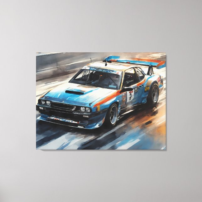 Sporty Blue Racing Car Canvas Print (Front)