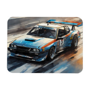 Sporty Blue Racing Car Magnet