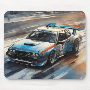 Sporty Blue Racing Car Mouse Mat