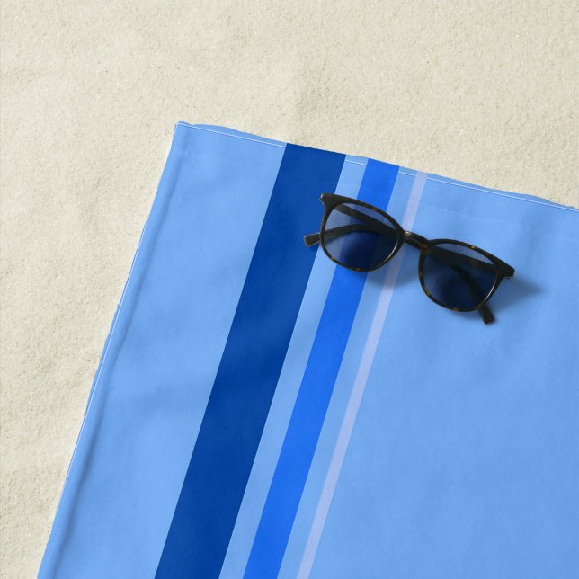 Sporty Blue Stripe Beach Towel (In Situ)