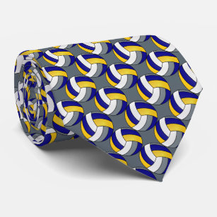 Sporty Blue, White, Yellow and Grey Volleyball Tie