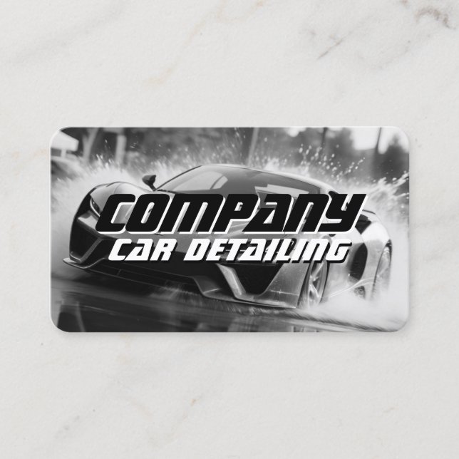 Sporty bold car wash business card (Front)